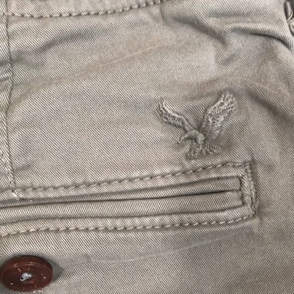 A.E. Light Olive Longer Length Flat Front Shorts - Picture 3 of 6